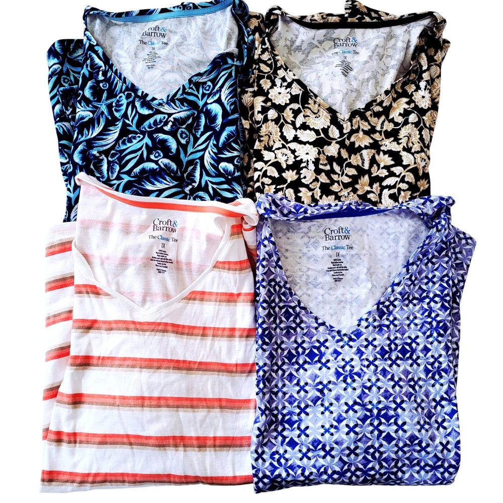 Croft & Barrow The Classic Tee Womens 1X V Neck Short Sleeve Cotton Tops Lot 4